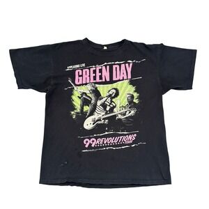 Green Day 99 Revolutions Tour 2013 Mens Black Graphic Band T-Shirt Large